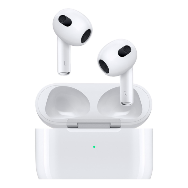 Apple AirPods 3ra Gen. con estuche de carga Lightning blancos vista frontal