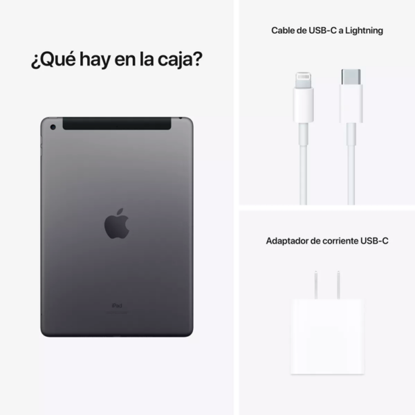 ¿Qué trae en la caja? Apple iPad 9na 64GB + cargador + cable de datos