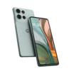 Un Motorola G75 5g verde visto de frente y un Motorola G75 5g visto de dorso