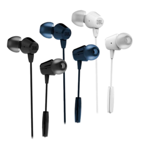 tres JBL C50H, 1 JBL C50H azul, 1 JBL C50H negro y 1 JBL C50H blanco
