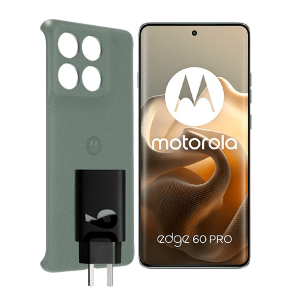 Motorola Edge 60 Pro más cargador y funda